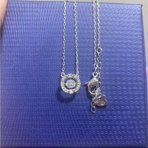 White Diamond Beating Heart Necklace